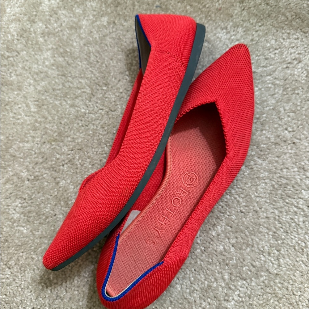 Rothy's Women's The Point Red Flats - Picture 11 of 13